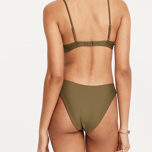 J.Crew Curved Waist Cheeky Swim Bikini Bottom Size XS Olive Green - Picture 2 of 8